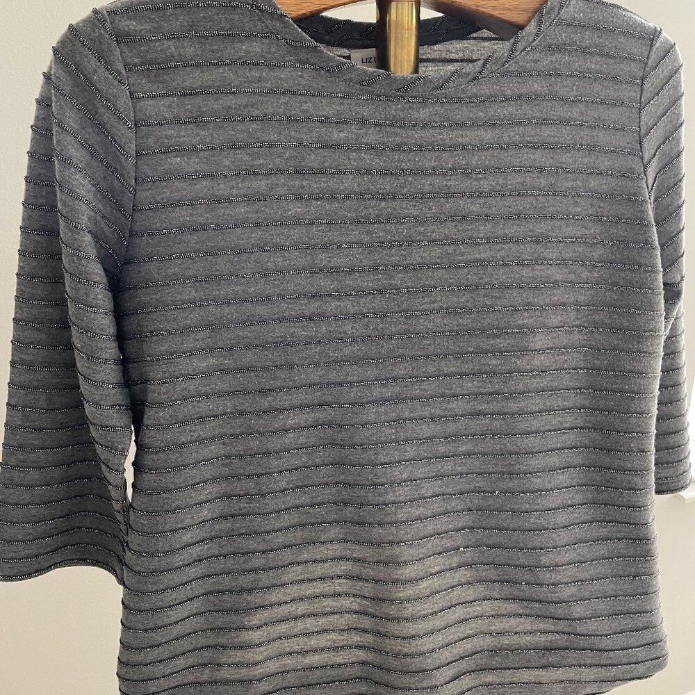 Womens Liz Claiborne Top Size Petite Large Gray